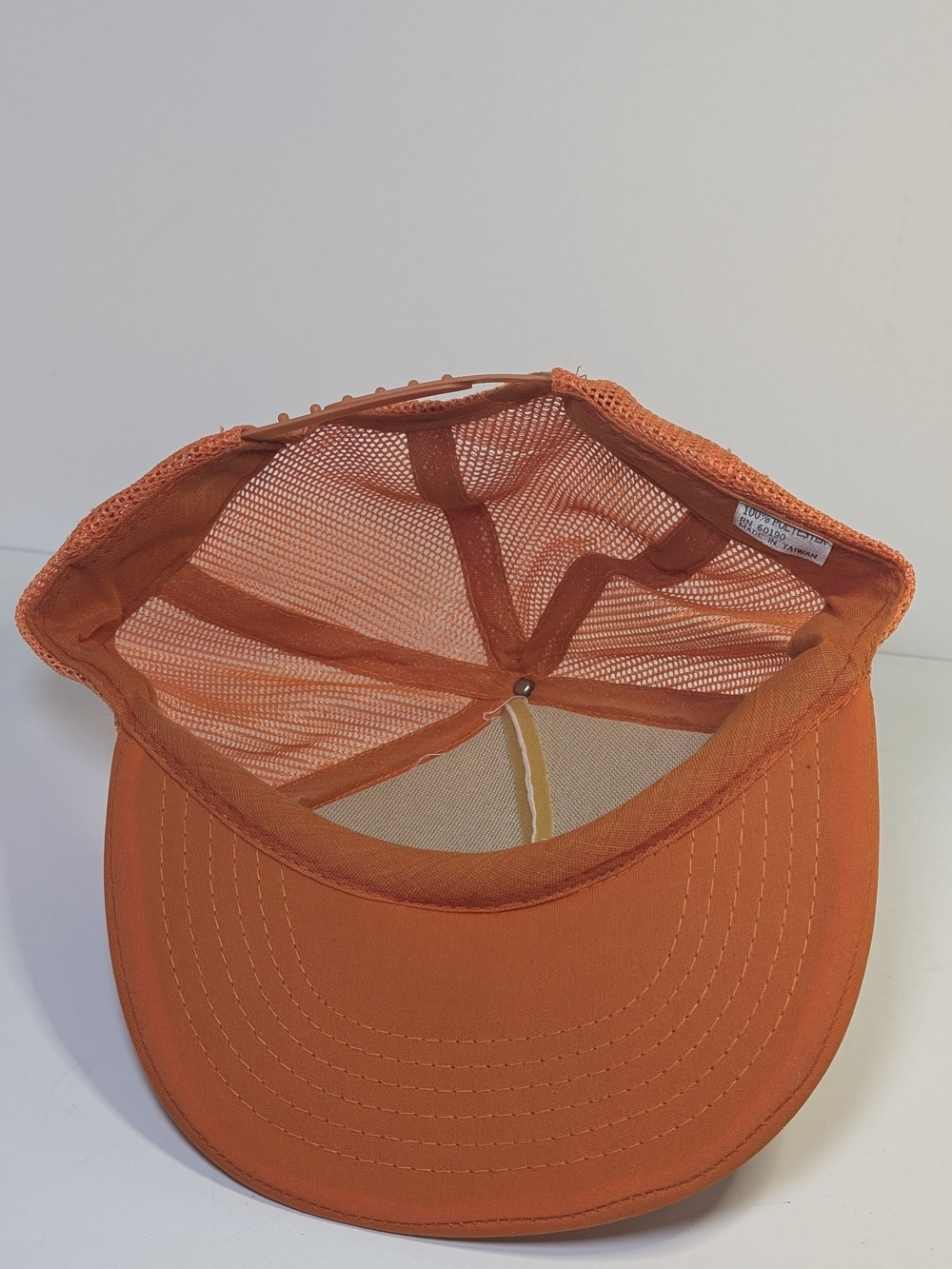 Vintage Autumn Wind Chimney Sweep Trucker Hat Mesh Snapback Cap Orange White - Picture 5 of 6